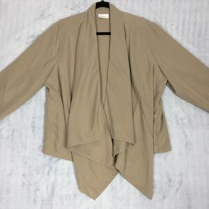 Chico's Modal Blend Waterfall Front Cardigan Sz 3 / XL Tan Long Sleeve Wrap Top